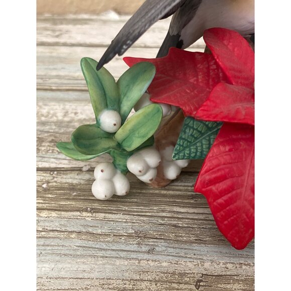 Lenox 1997 Christmas Chickadee • Ltd Ed Poinsettia Bird • COA Included NO Box - Picture 9 of 13